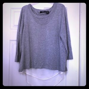 Verve ami grey and white split back sweater